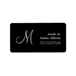 Black and White  Wedding Monogram Label