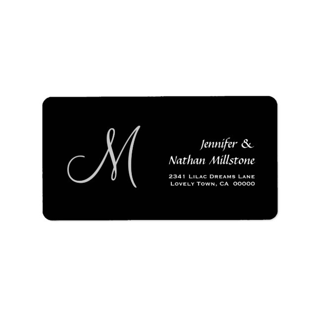 Black and White  Wedding Monogram Label (Front)