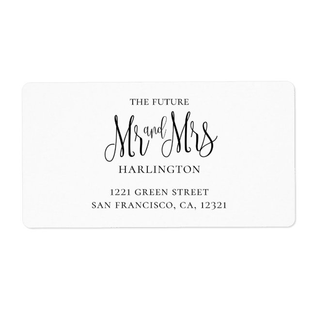 Black and white wedding. Mr and mrs modern address (Front)