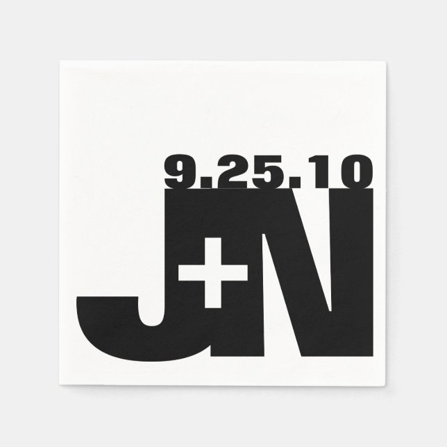 Black And White Wedding Napkin (Front)