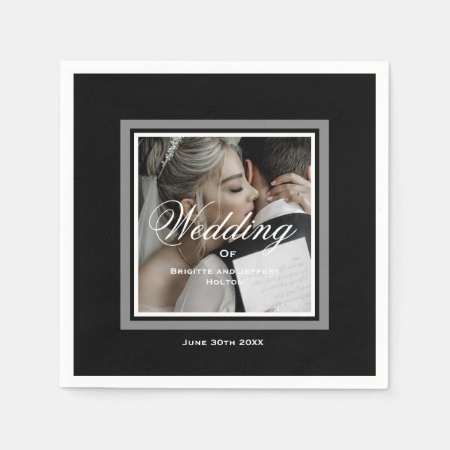 Black and white wedding napkins (Front)