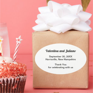 Black and White Wedding Oval Favour Sticker