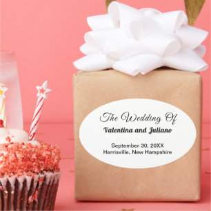 Black and White Wedding Oval Sticker