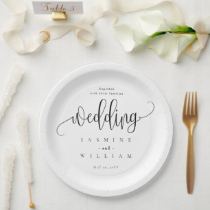 Black and White   Wedding  Paper Plate