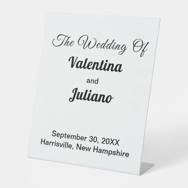 Black and White Wedding Pedestal Sign (Front)