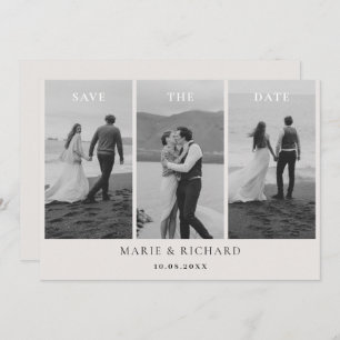 Black and white wedding photo collage minimalist save the date