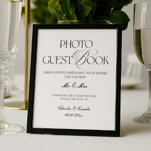 Black and White Wedding Photo Guest Book Poster