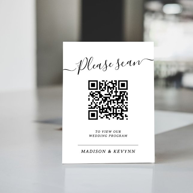 Black and White Wedding Program QR Code Poster (Creator Uploaded)