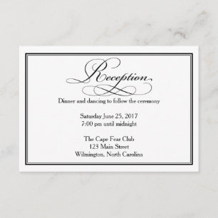 Black and White Wedding Reception Details Card