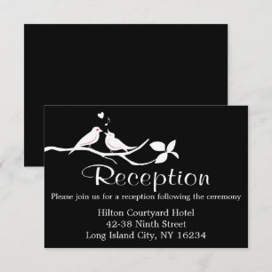Black And White Wedding Reception Lovebirds Invitation