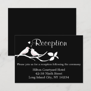 Black And White Wedding Reception Lovebirds Invitation