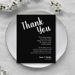 Black and White Wedding Reception Plate Thank You Card