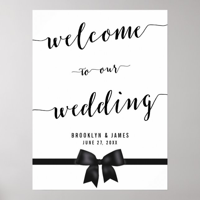 Black And White Wedding Reception Sign Print 18x24 (Front)