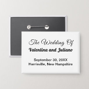 Black and White Wedding Rectangle Button