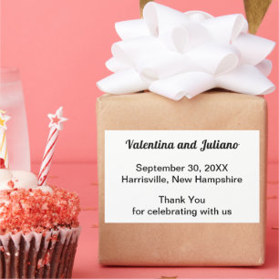 Black and White Wedding Rectangle Favor Sticker