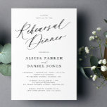 Black and white wedding rehearsal dinner invitation<br><div class="desc">Elegant simple minimal clean black and white rehearsal dinner invitation template featuring a classy stylish chic trendy calligraphy script. Easy to personalise with your details! The invitation is suitable for stylish wedding rehearsal celebrations. Please note that the background colour can be changed to match your wedding colour scheme. If comfortable...</div>