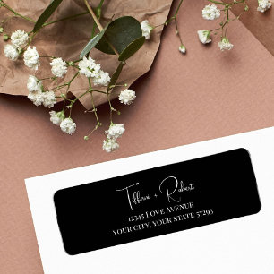 Black and White Wedding Return Address Label