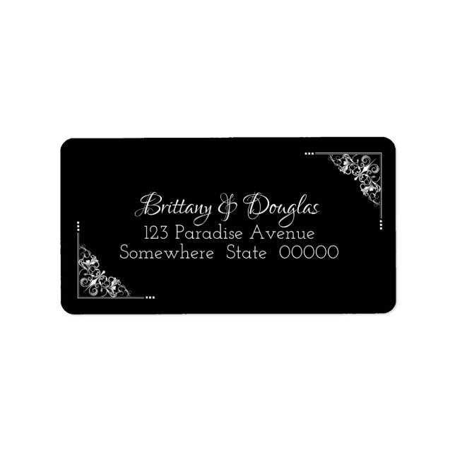 Black and White Wedding  Return Address Labels (Front)