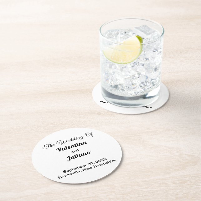Black and White Wedding Round Coaster (Insitu)