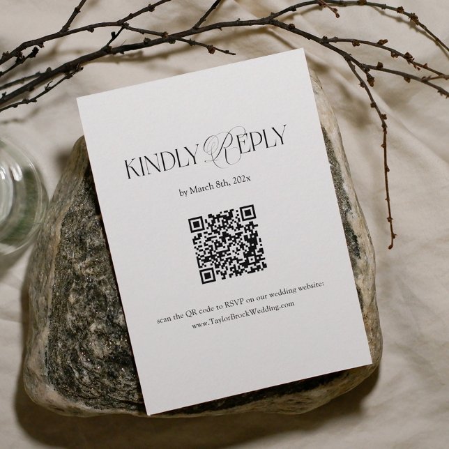 Black and White Wedding RSVP Qr Code Enclosure Card (Creator Uploaded)