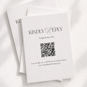 Black and White Wedding RSVP Qr Code Enclosure Card