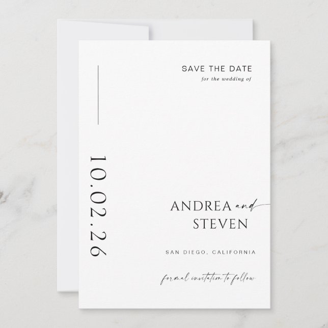 Black and White Wedding Save the Date Photo Invitation (Front)
