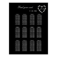 Black and White Wedding Seating Chart for 12 Table
