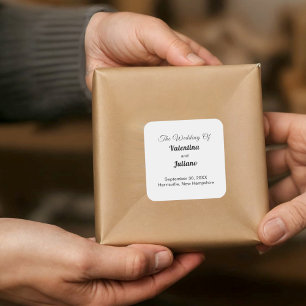 Black and White Wedding Square Sticker