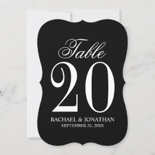Black and White Wedding Table Number Card