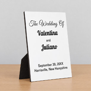 Black and White Wedding Tabletop Plaque With Easel