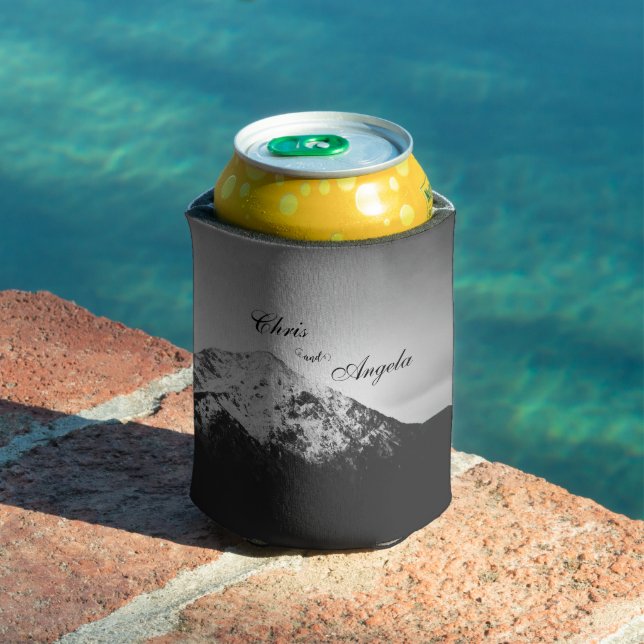 Black and white wedding under the mountains can cooler (In Situ Pool)