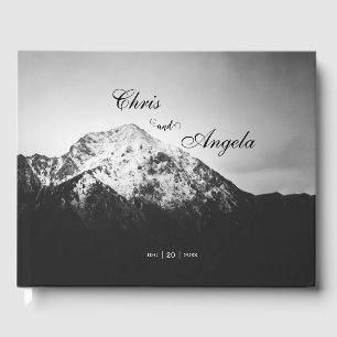 Black and white wedding under the mountains guest book