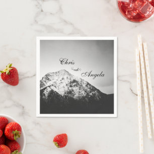 Black and white wedding under the mountains napkin