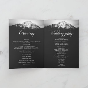 Black and white wedding under the mountains program