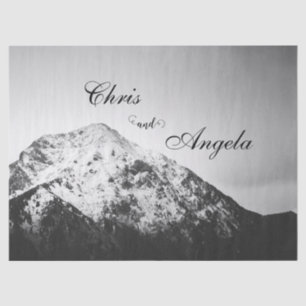 Black and white wedding under the mountains tissue paper