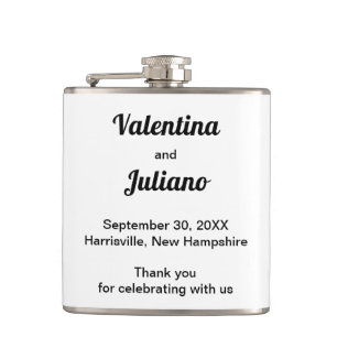 Black and White Wedding Vinyl Wrapped Flask