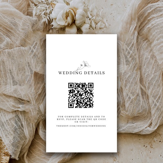 Black and White Wedding Website QR Code  Enclosure Card (Creator Uploaded)