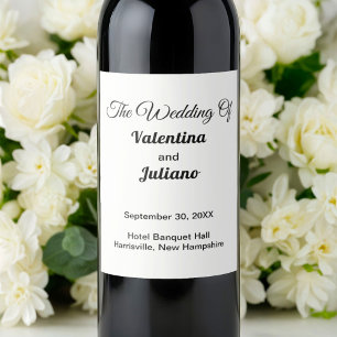 Black and White Wedding Wine Bottle Labels