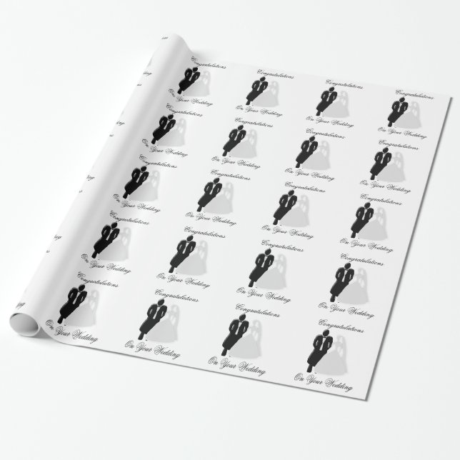 Black And White Wedding Wrapping Paper (Unrolled)