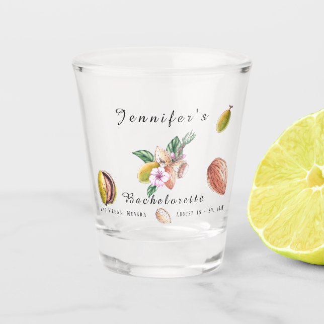 Black and White Weekend Trip Bachelorette Party  Shot Glass (Front)