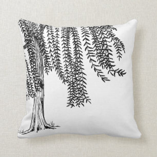 Black and white Weeping Willow Tree Cushion