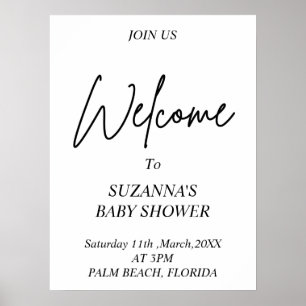 BLACK AND WHITE WELCOME Baby Shower Poster