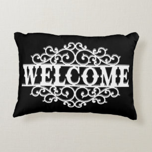 Black and White Welcome Decorative Cushion