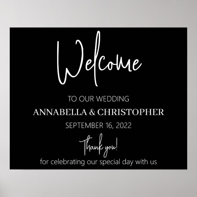 Black and White Welcome elegant simple minimalist Poster (Front)