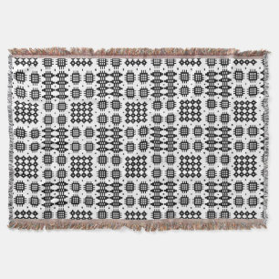 Black and White Welsh Tapestry Pattern Blanket