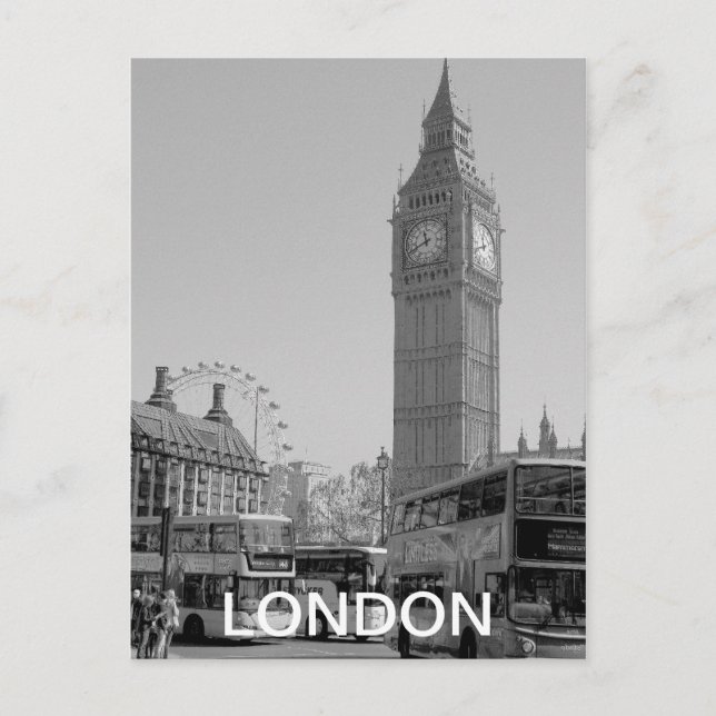 Black and white Westminster London postcard (Front)