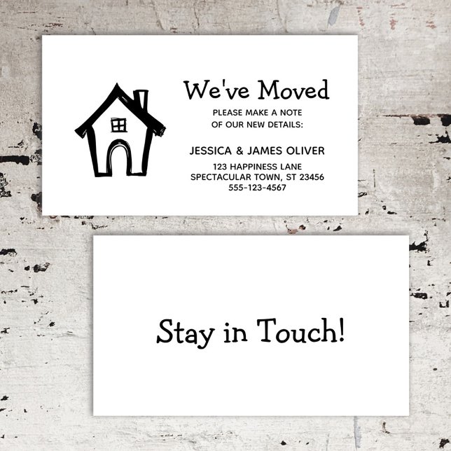 Black and White "We've Moved" Card w/ Little House (Creator Uploaded)
