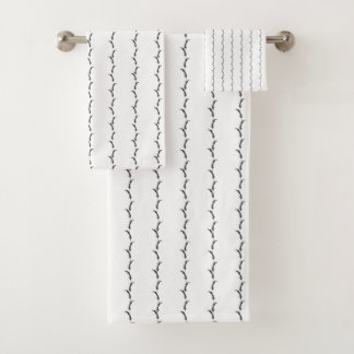 Black and White Wheat Grass Striped Bath Towel Set