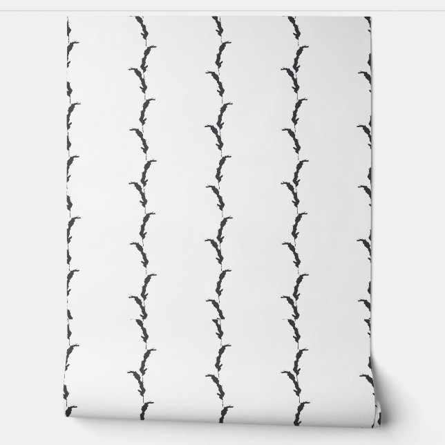 Black and White Wheat Grass Striped Wallpaper (Unrolling)