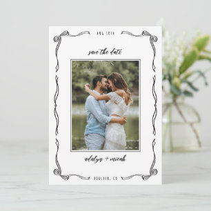 Black and white whimsical little bows save the date
